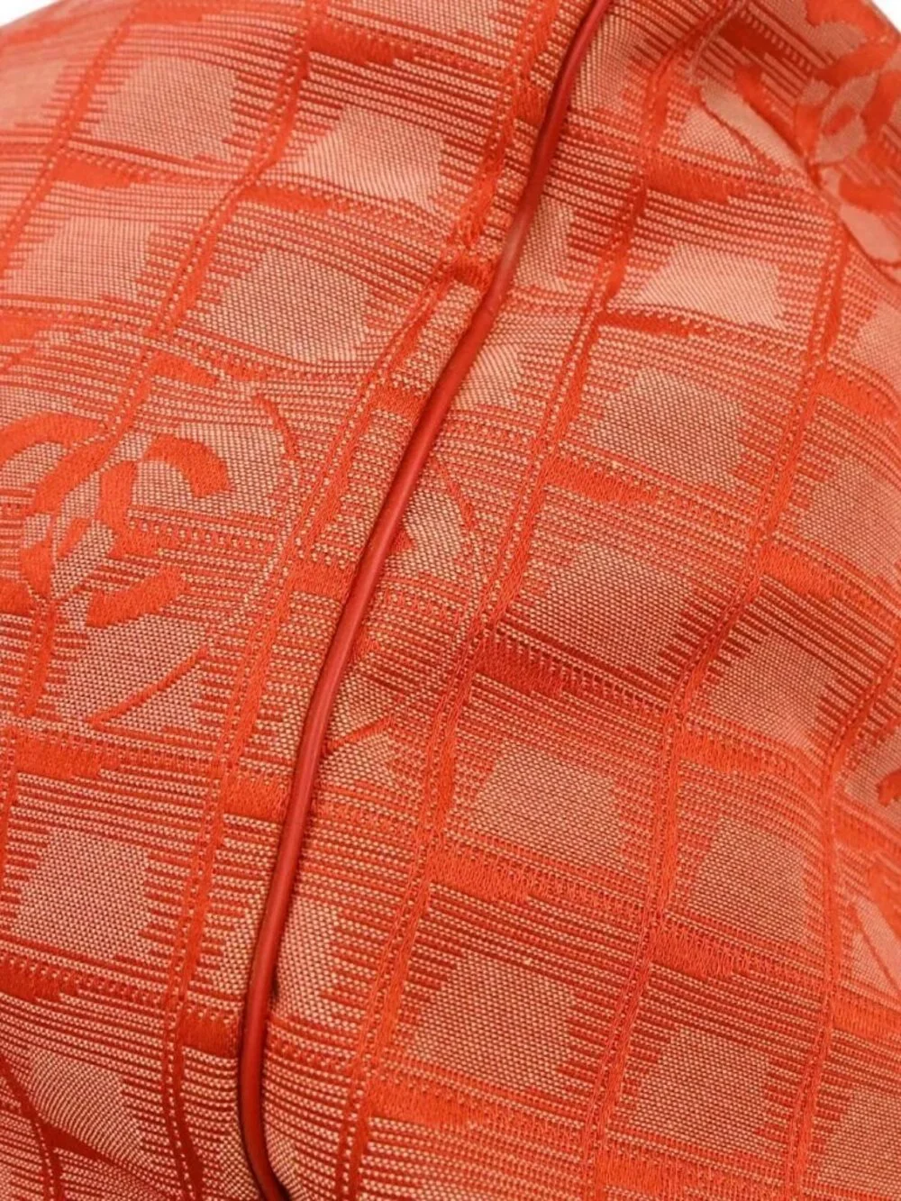 Chanel Red Jacquard Nylon Travel Line Tote Handbag 188853